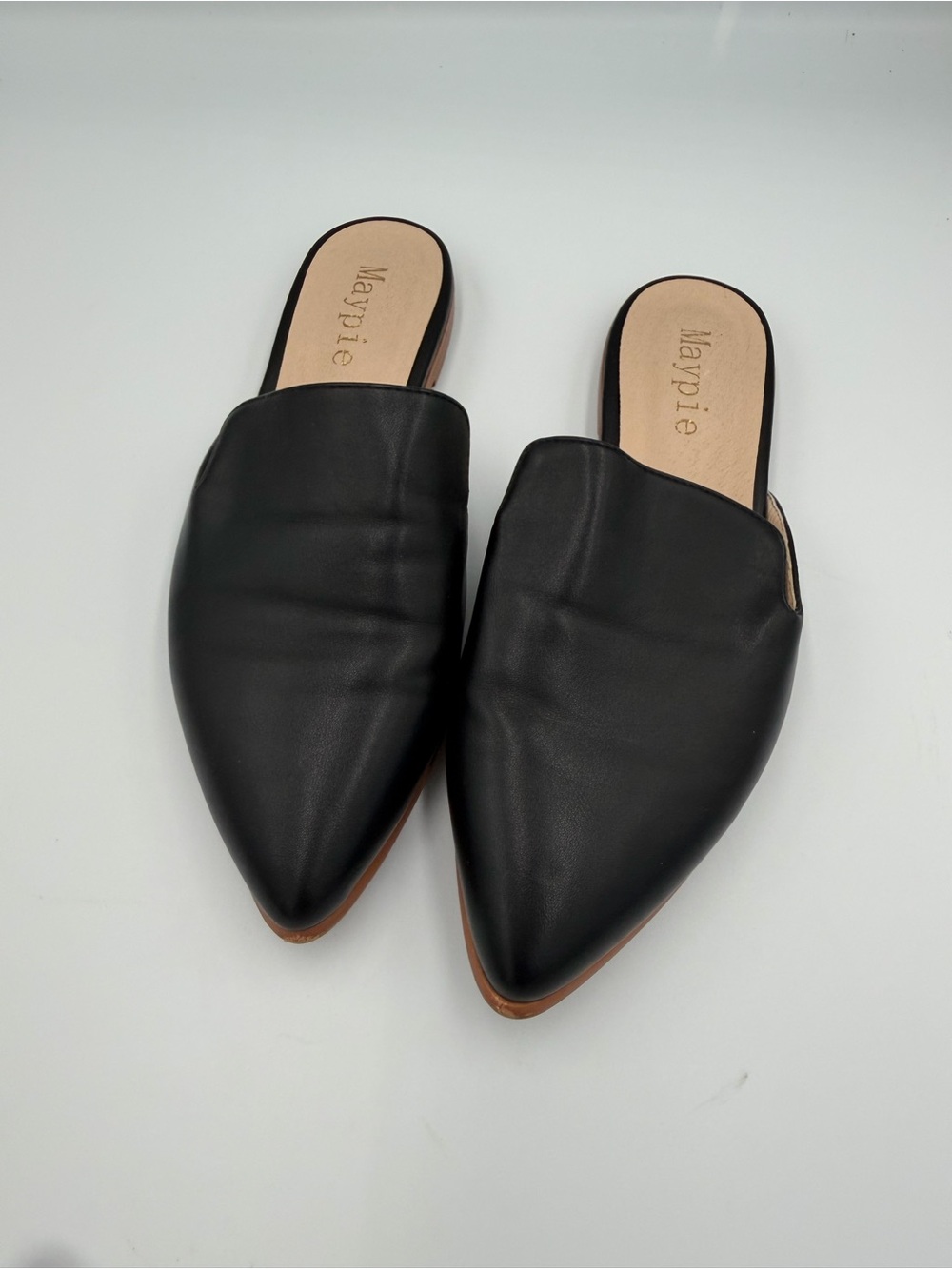 Black Pointed Slip-On Mules